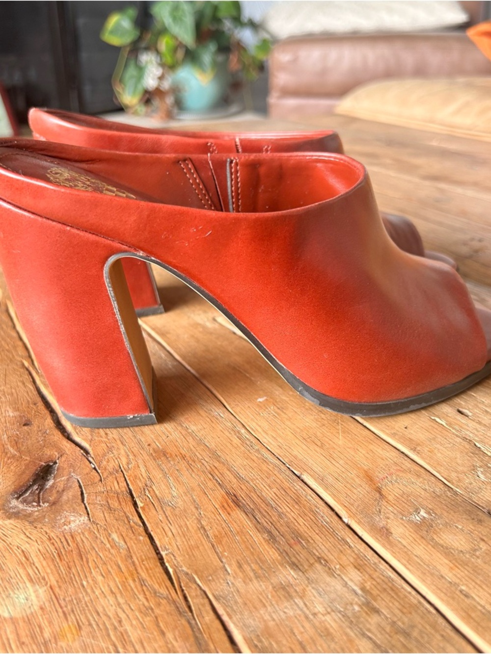 Vince Camuto Women's Red Open-Toe Mule Heels red brown 8.5 - Picture 6 of 11